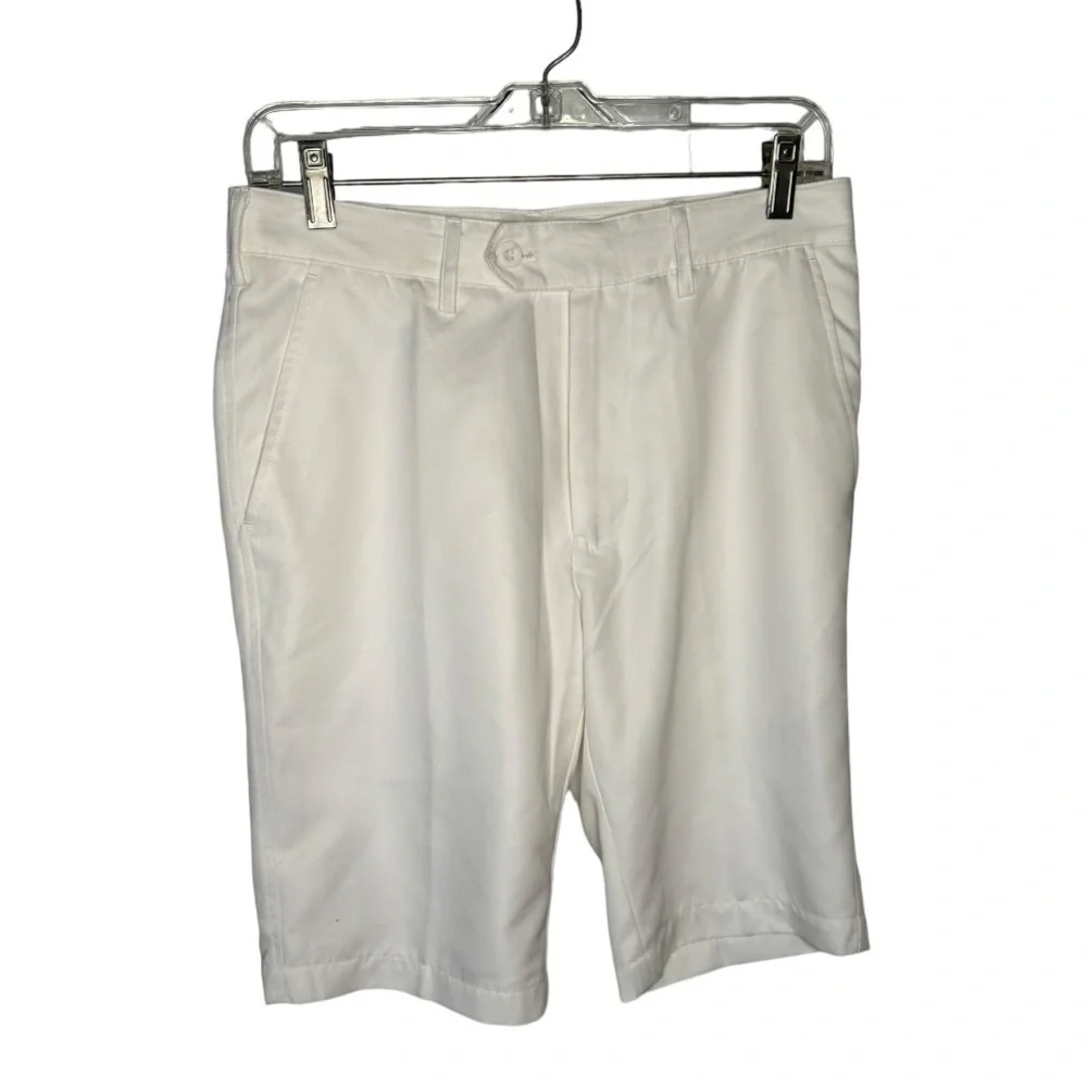 Bugatchi White Flat Front Shorts Size 30 Style # LX62000B425 NWT‎